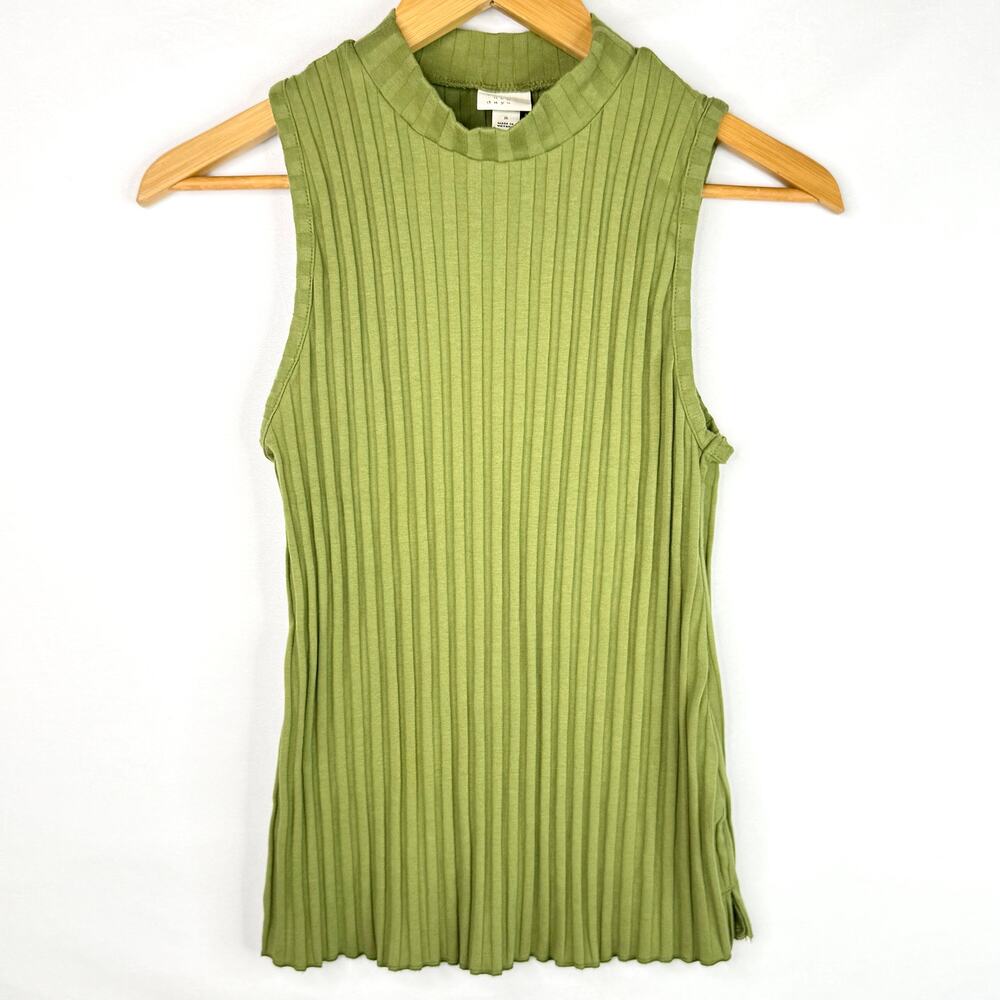 A New Day Green Ribbed Mockneck Tank Top S